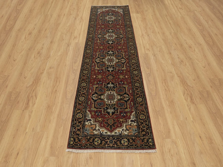 2'8" x 10'0" New Hand Knotted Red Wool Runner Oriental Rug - MOA10292017