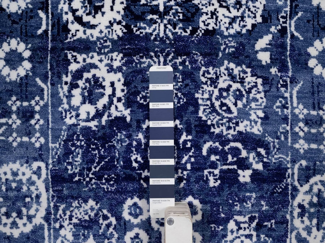 2'5" x 6'0" New Hand Knotted Blue Wool & Silk Runner Oriental Rug - MOA10292019