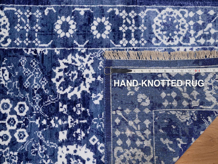 2'5" x 6'0" New Hand Knotted Blue Wool & Silk Runner Oriental Rug - MOA10292019