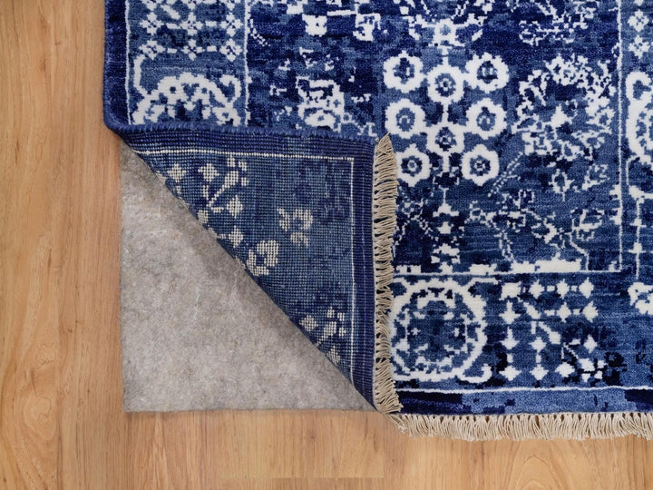 2'6" x 6'0" New Hand Knotted Blue Wool & Silk Runner Oriental Rug - MOA10292020