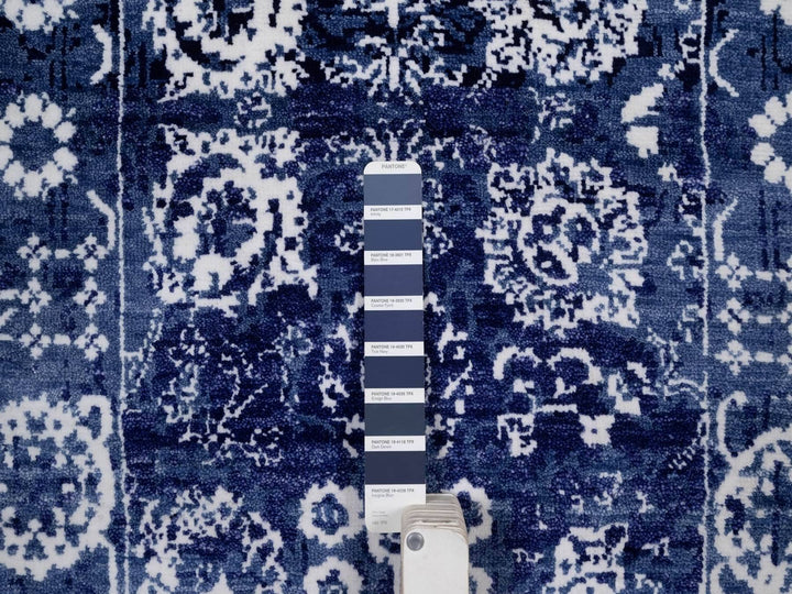 2'6" x 6'0" New Hand Knotted Blue Wool & Silk Runner Oriental Rug - MOA10292020