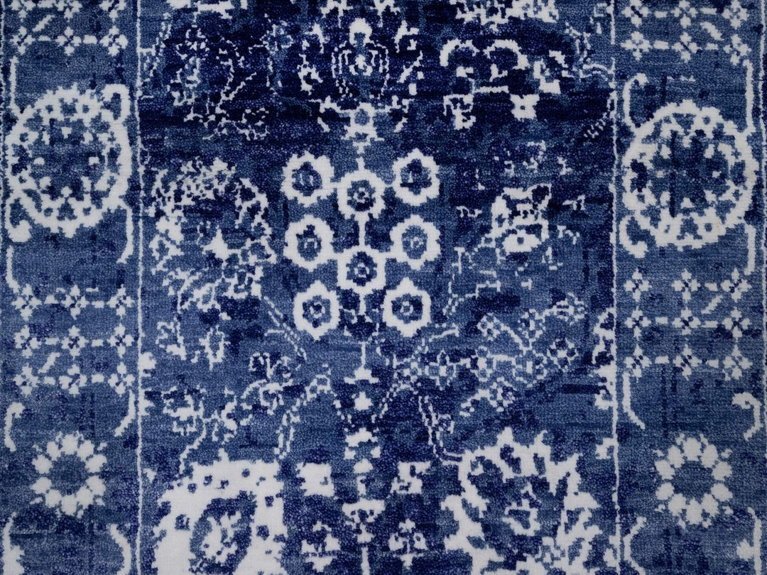 2'6" x 6'0" New Hand Knotted Blue Wool & Silk Runner Oriental Rug - MOA10292020