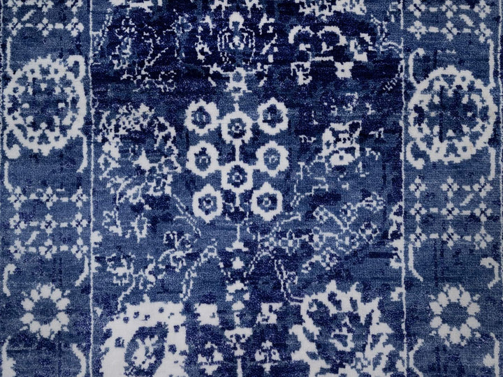 2'6" x 6'0" New Hand Knotted Blue Wool & Silk Runner Oriental Rug - MOA10292020