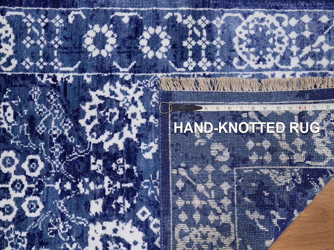 2'6" x 6'0" New Hand Knotted Blue Wool & Silk Runner Oriental Rug - MOA10292020