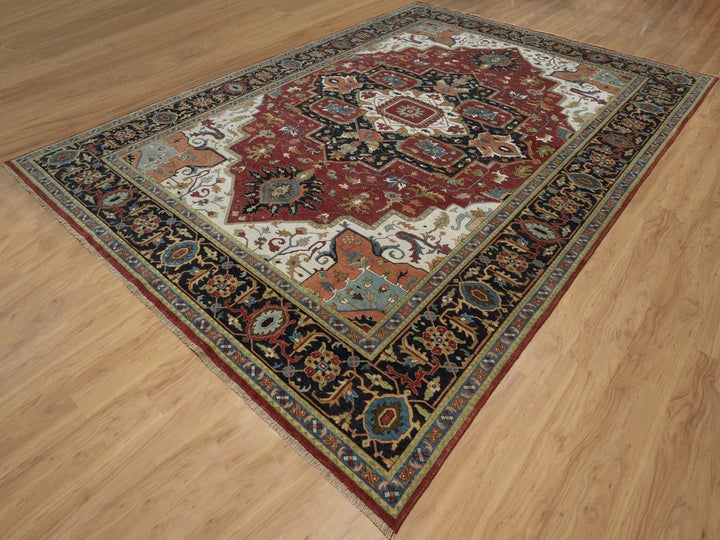 10'1" x 14'5" New Hand Knotted Red Wool Rectangle Oriental Rug - MOA10292022