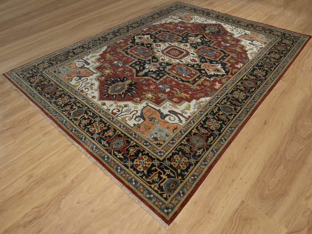 8'11" x 12'2" New Hand Knotted Red Wool Rectangle Oriental Rug - MOA10292023