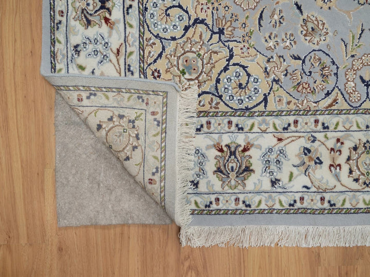 6'1" x 9'4" New Hand Knotted Blue Wool & Silk Rectangle Oriental Rug - MOA10292028