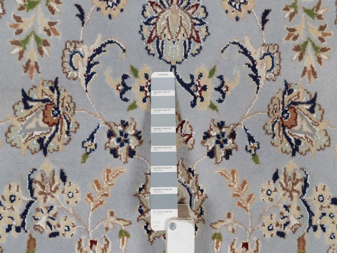 6'1" x 9'4" New Hand Knotted Blue Wool & Silk Rectangle Oriental Rug - MOA10292028