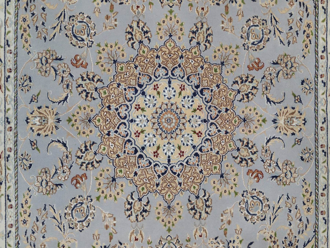 6'1" x 9'4" New Hand Knotted Blue Wool & Silk Rectangle Oriental Rug - MOA10292028