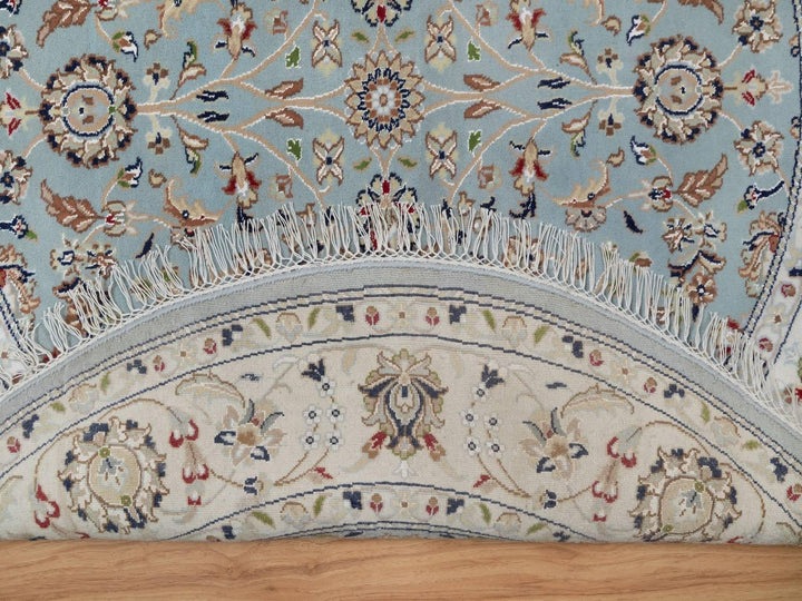 5'2" x 5'2" New Hand Knotted Blue Wool & Silk Round Oriental Rug - MOA10292029