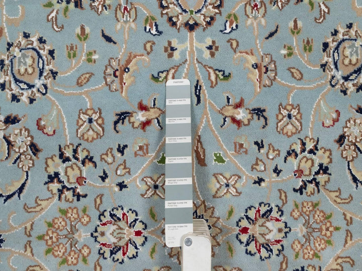 5'2" x 5'2" New Hand Knotted Blue Wool & Silk Round Oriental Rug - MOA10292029