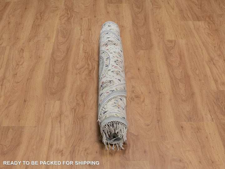 5'2" x 5'2" New Hand Knotted Blue Wool & Silk Round Oriental Rug - MOA10292029