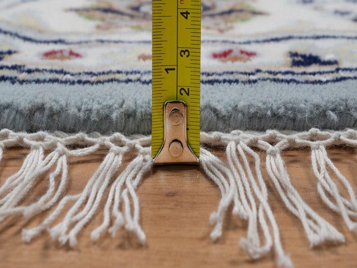 5'2" x 5'2" New Hand Knotted Blue Wool & Silk Round Oriental Rug - MOA10292029