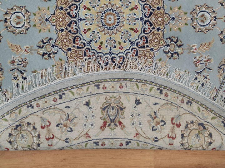 5'2" x 5'3" New Hand Knotted Blue Wool & Art Silk Round Oriental Rug - MOA10292030