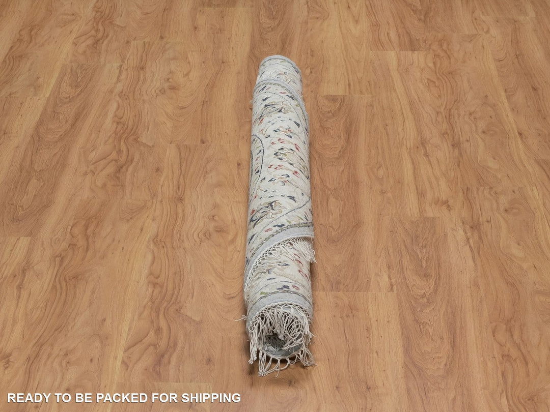 5'2" x 5'3" New Hand Knotted Blue Wool & Art Silk Round Oriental Rug - MOA10292030