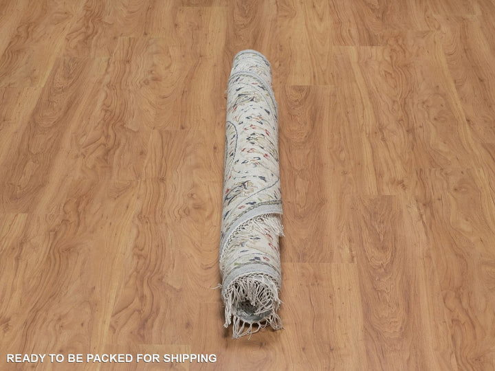 5'2" x 5'3" New Hand Knotted Blue Wool & Art Silk Round Oriental Rug - MOA10292030