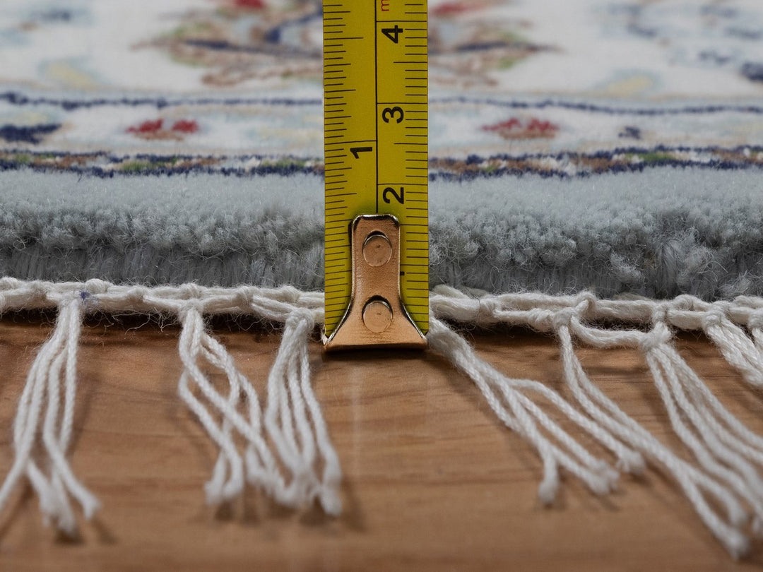 5'2" x 5'3" New Hand Knotted Blue Wool & Art Silk Round Oriental Rug - MOA10292030