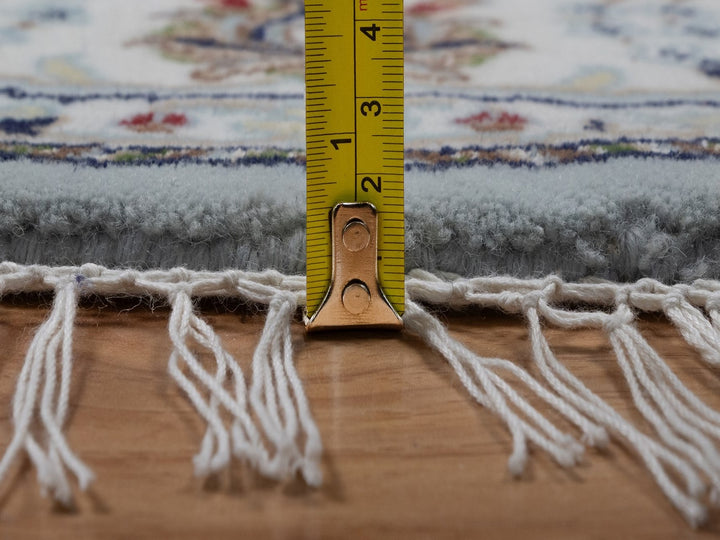 5'2" x 5'3" New Hand Knotted Blue Wool & Art Silk Round Oriental Rug - MOA10292030