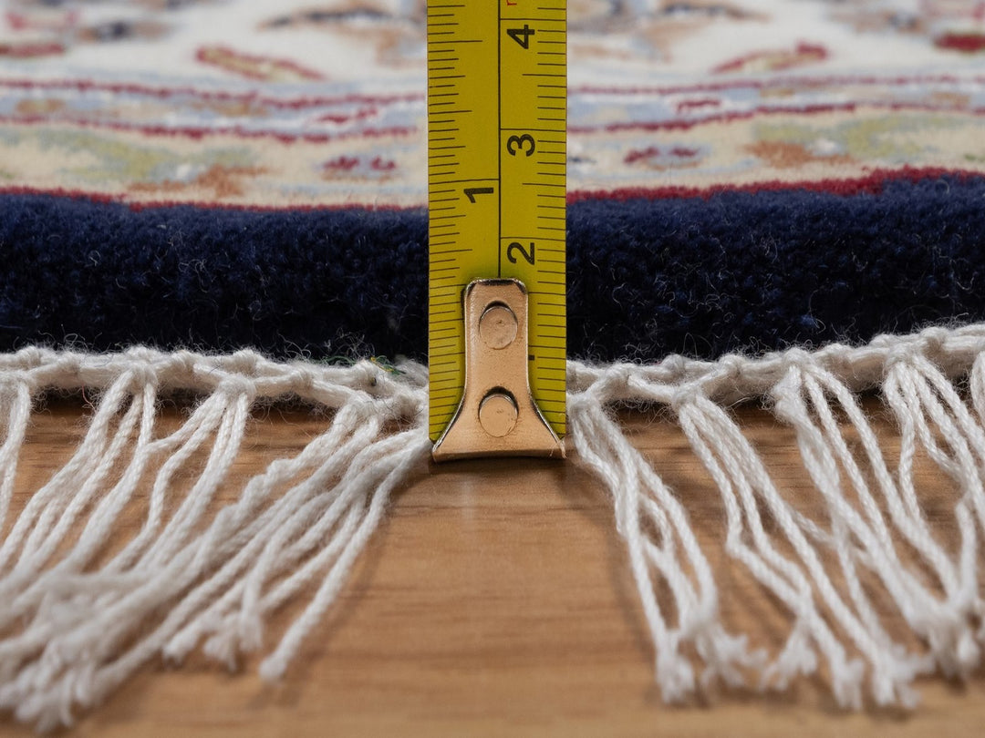 6'0" x 6'1" New Hand Knotted Blue Wool & Silk Round Oriental Rug - MOA10292031