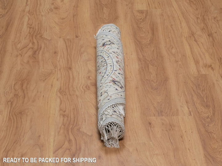 3'4" x 3'4" New Hand Knotted Blue Wool & Silk Round Oriental Rug - MOA10292032