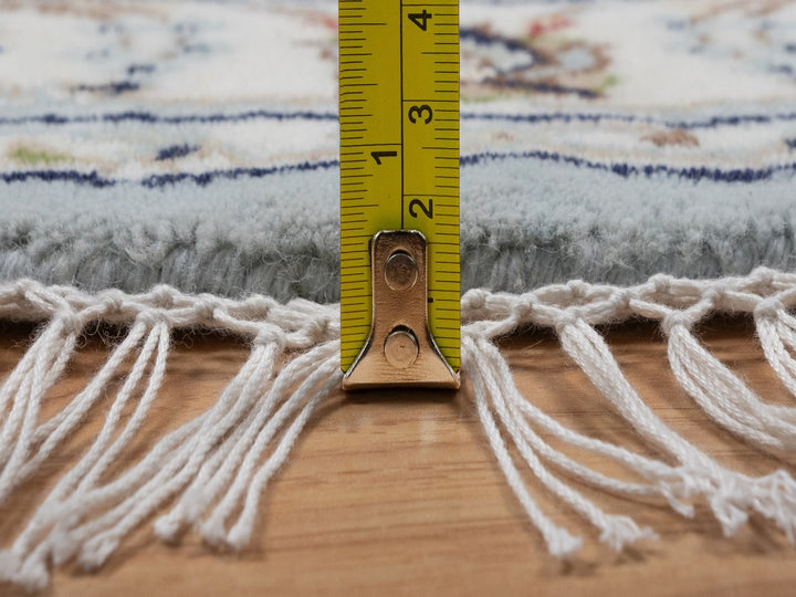 3'4" x 3'4" New Hand Knotted Blue Wool & Silk Round Oriental Rug - MOA10292032