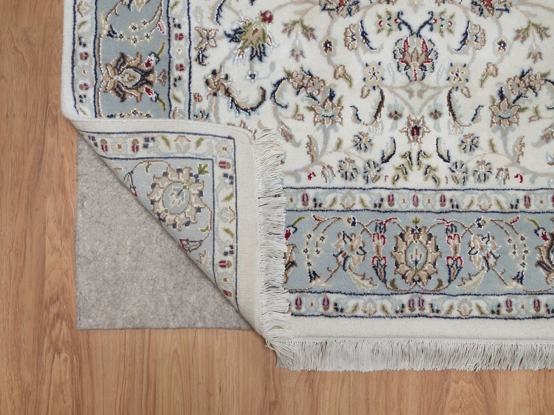 4'0" x 6'1" New Hand Knotted Ivory Wool & Silk Rectangle Oriental Rug - MOA10292034