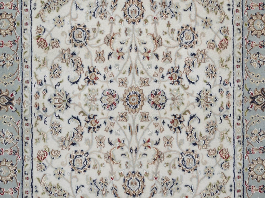 4'0" x 6'1" New Hand Knotted Ivory Wool & Silk Rectangle Oriental Rug - MOA10292034