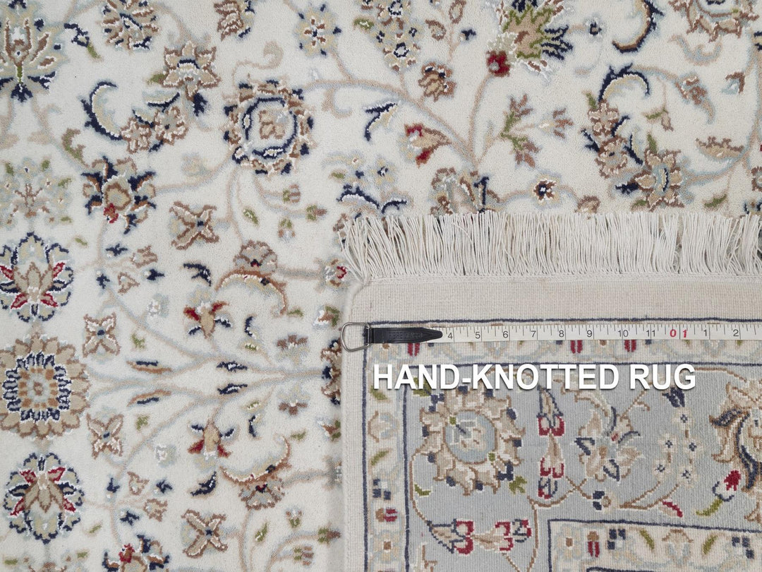 4'0" x 6'1" New Hand Knotted Ivory Wool & Silk Rectangle Oriental Rug - MOA10292034