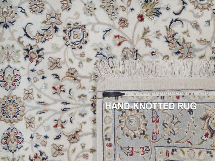 4'0" x 6'1" New Hand Knotted Ivory Wool & Silk Rectangle Oriental Rug - MOA10292034