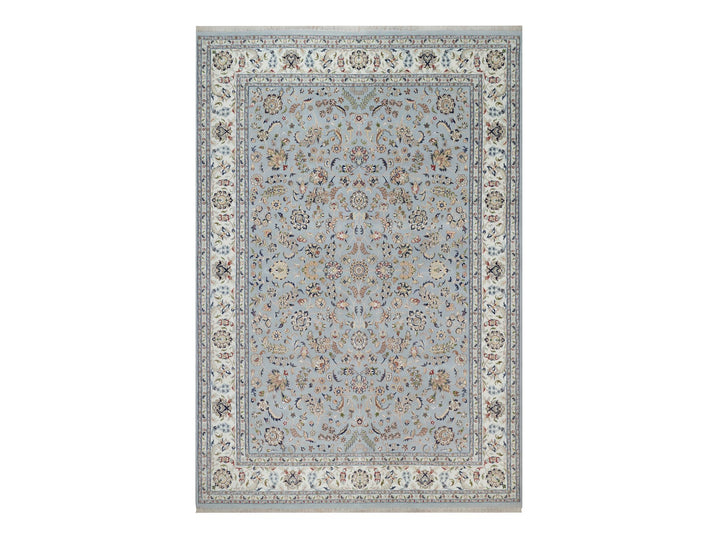 9'9" x 14'4" New Hand Knotted Blue Wool & Silk Rectangle Oriental Rug - MOA10292035