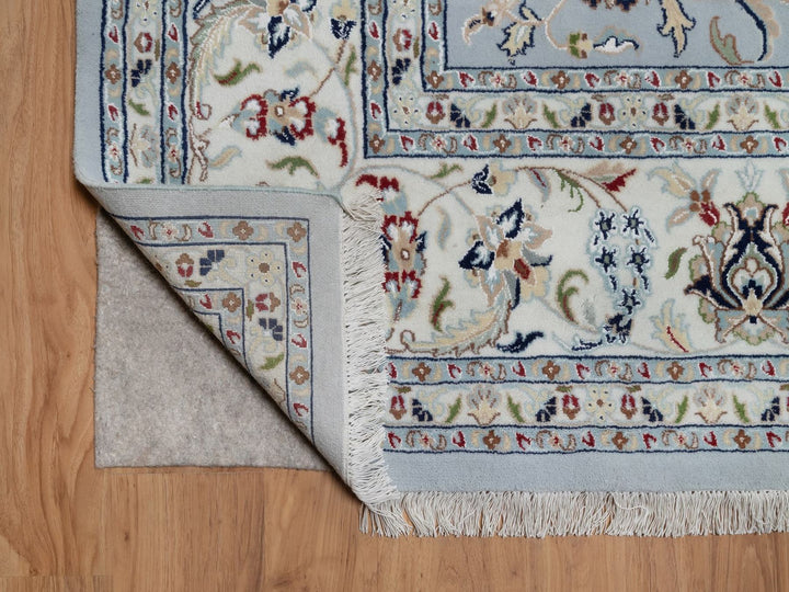 9'9" x 14'4" New Hand Knotted Blue Wool & Silk Rectangle Oriental Rug - MOA10292035