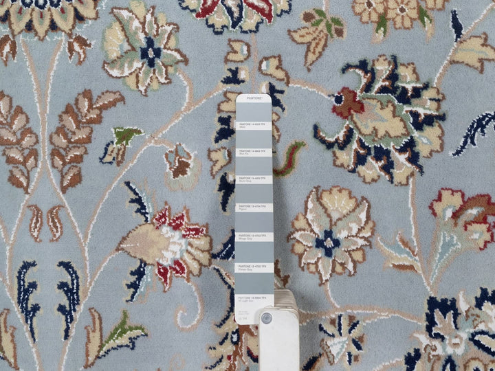 9'9" x 14'4" New Hand Knotted Blue Wool & Silk Rectangle Oriental Rug - MOA10292035