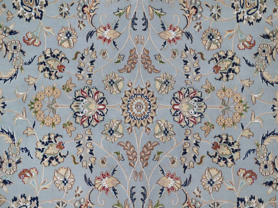 9'9" x 14'4" New Hand Knotted Blue Wool & Silk Rectangle Oriental Rug - MOA10292035