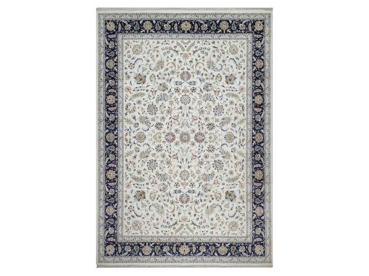 9'9" x 14'1" New Hand Knotted Ivory Wool & Silk Rectangle Oriental Rug - MOA10292036