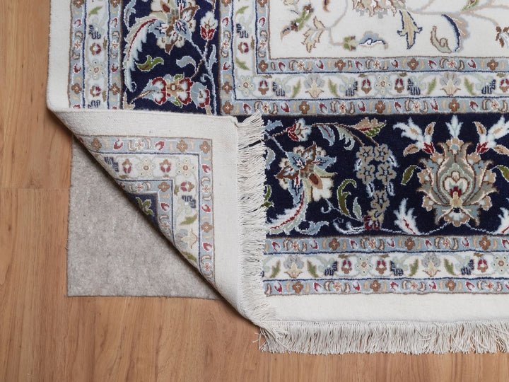 9'9" x 14'1" New Hand Knotted Ivory Wool & Silk Rectangle Oriental Rug - MOA10292036