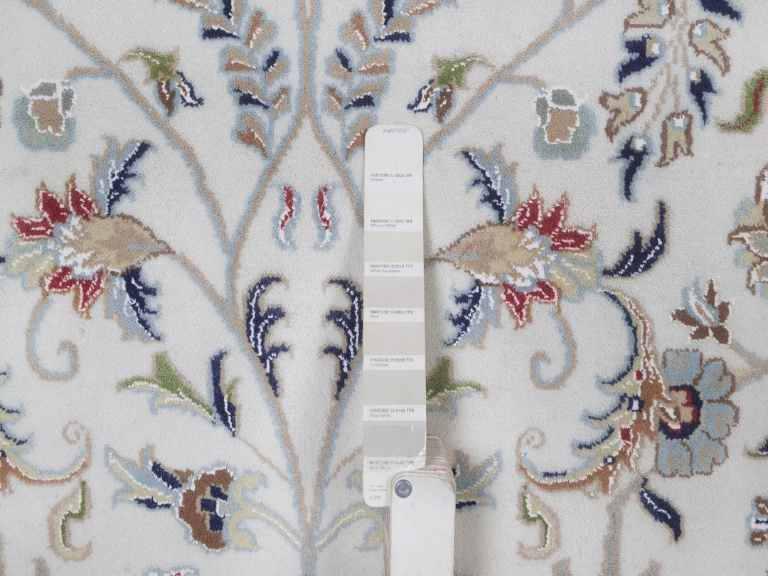 9'9" x 14'1" New Hand Knotted Ivory Wool & Silk Rectangle Oriental Rug - MOA10292036