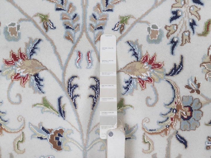 9'9" x 14'1" New Hand Knotted Ivory Wool & Silk Rectangle Oriental Rug - MOA10292036