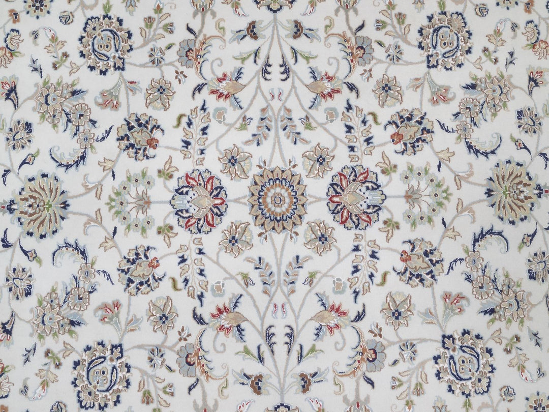 9'9" x 14'1" New Hand Knotted Ivory Wool & Silk Rectangle Oriental Rug - MOA10292036