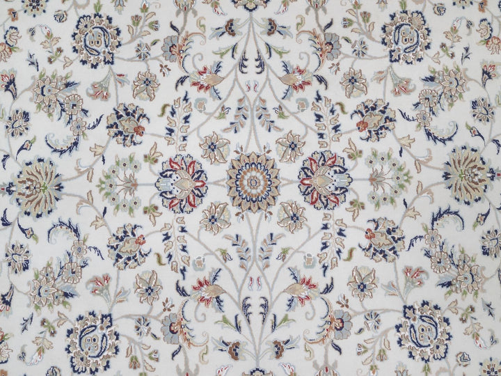 9'9" x 14'1" New Hand Knotted Ivory Wool & Silk Rectangle Oriental Rug - MOA10292036