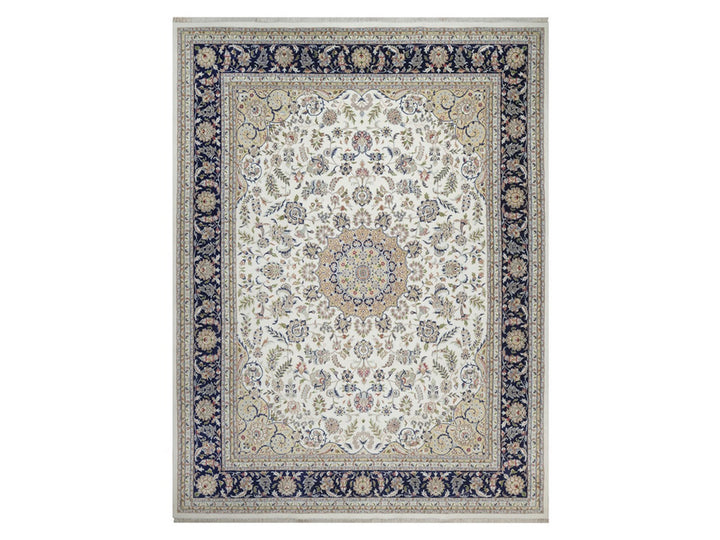 11'8" x 15'5" New Hand Knotted Ivory Wool & Silk Rectangle Oriental Rug - MOA10292037