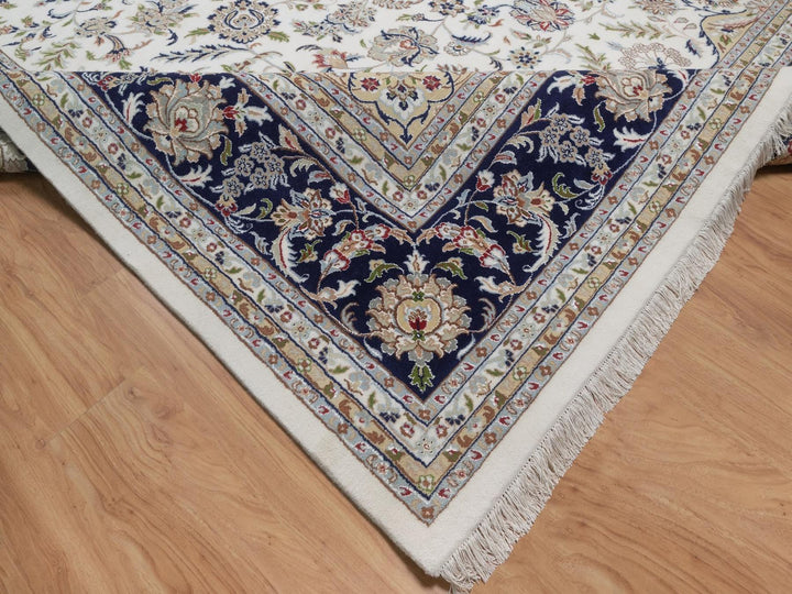 11'8" x 15'5" New Hand Knotted Ivory Wool & Silk Rectangle Oriental Rug - MOA10292037