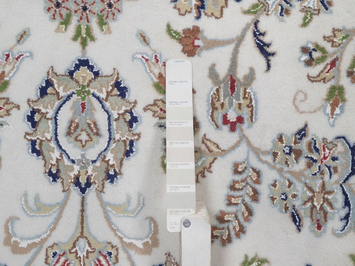 11'8" x 15'5" New Hand Knotted Ivory Wool & Silk Rectangle Oriental Rug - MOA10292037