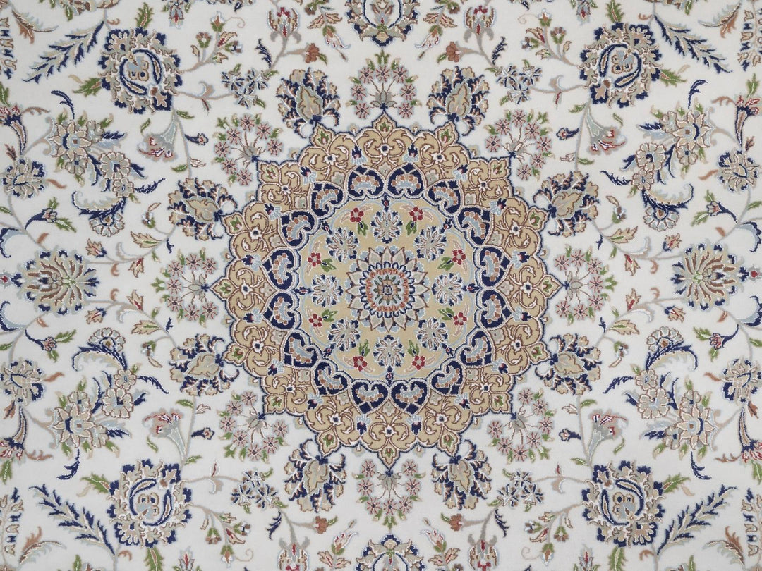 11'8" x 15'5" New Hand Knotted Ivory Wool & Silk Rectangle Oriental Rug - MOA10292037