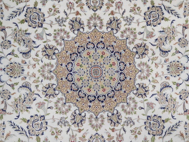 11'8" x 15'5" New Hand Knotted Ivory Wool & Silk Rectangle Oriental Rug - MOA10292037