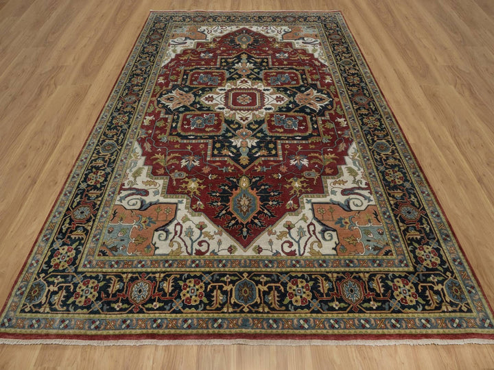 8'8" x 12'0" New Hand Knotted Red Wool Rectangle Oriental Rug - MOA10292040