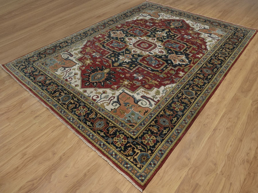 8'8" x 12'0" New Hand Knotted Red Wool Rectangle Oriental Rug - MOA10292040