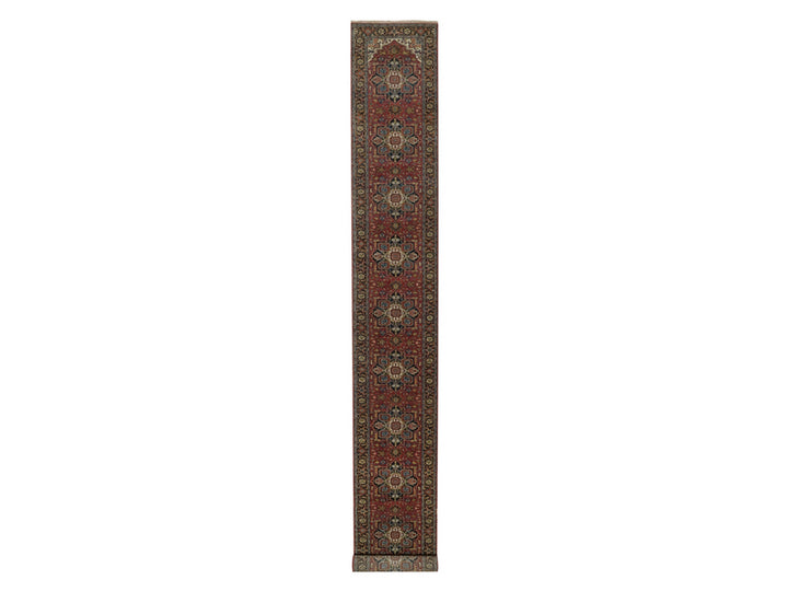 2'7" x 20'4" New Hand Knotted Red Wool Runner Oriental Rug - MOA10292041