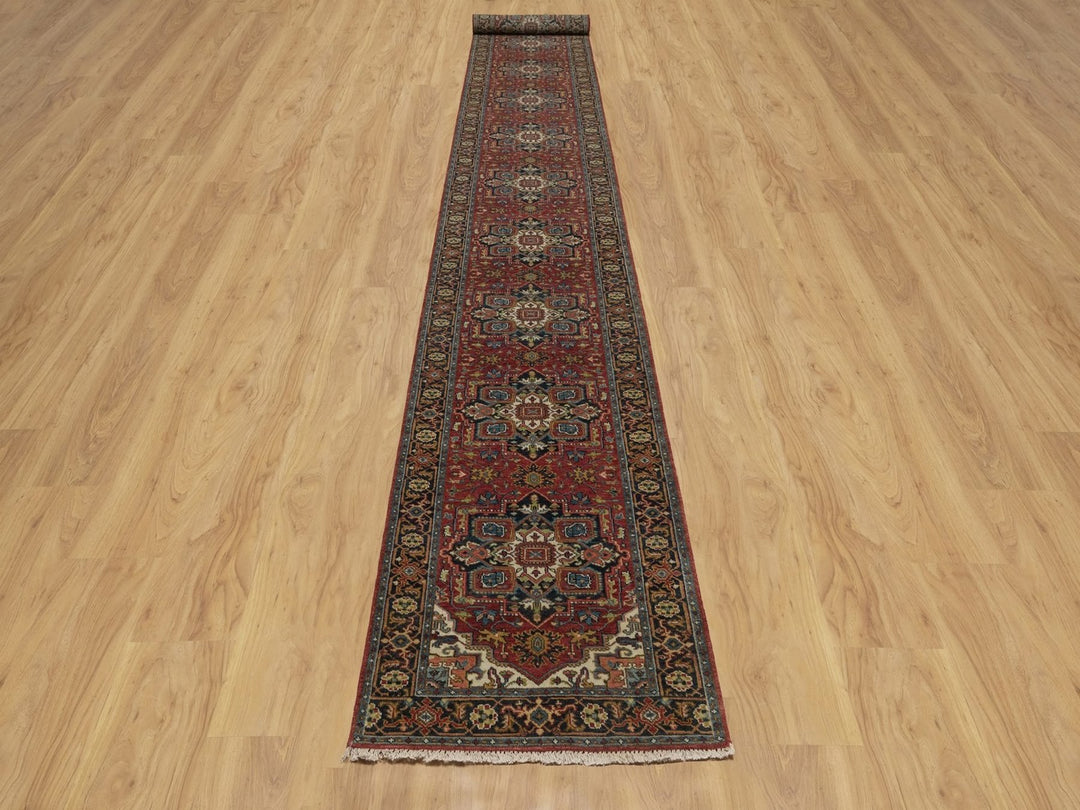 2'7" x 20'4" New Hand Knotted Red Wool Runner Oriental Rug - MOA10292041