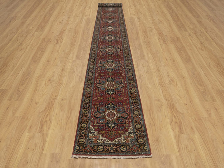 2'7" x 20'4" New Hand Knotted Red Wool Runner Oriental Rug - MOA10292041