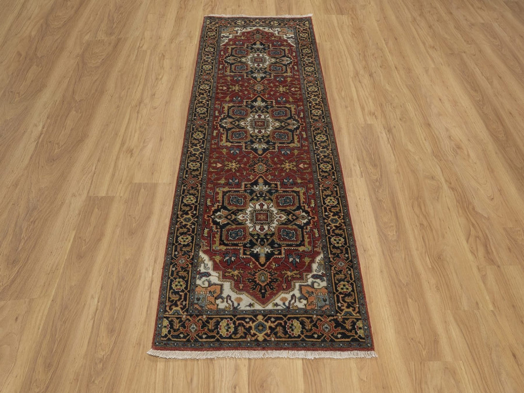 2'9" x 8'1" New Hand Knotted Red Wool Runner Oriental Rug - MOA10292043